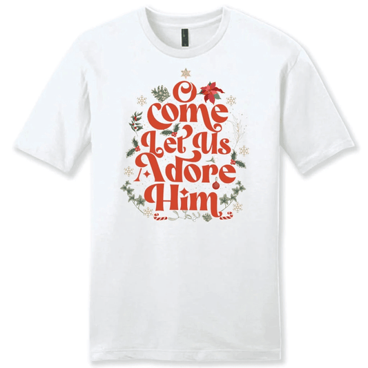 O come let us adore him Christmas leaf Men's t-shirt
