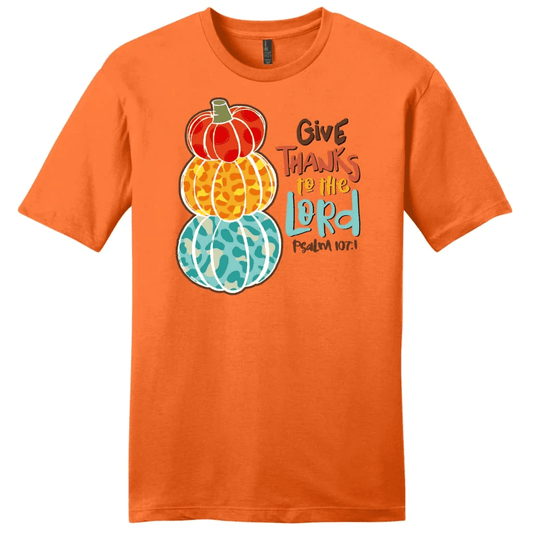 Psalm 107:1 NIV Give thanks to the Lord, Thanksgiving Men's t-shirt