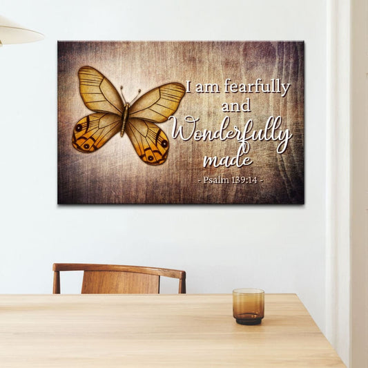 Psalm 139:14 I am fearfully and wonderfully made Butterfly wall art canvas