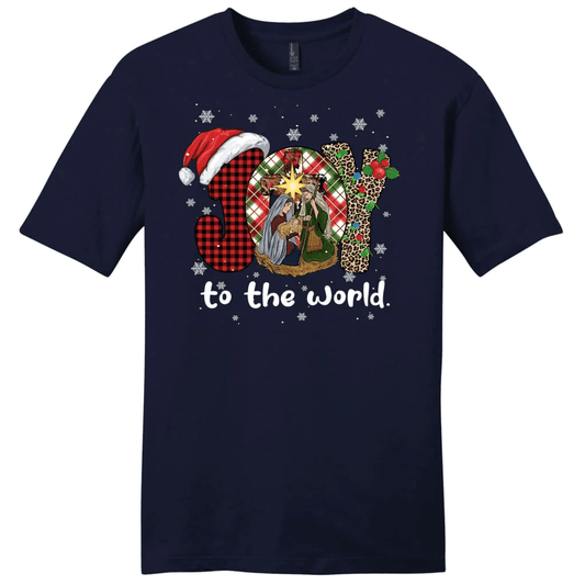 Joy to the world Buffalo plaid leopard Men's t-shirt