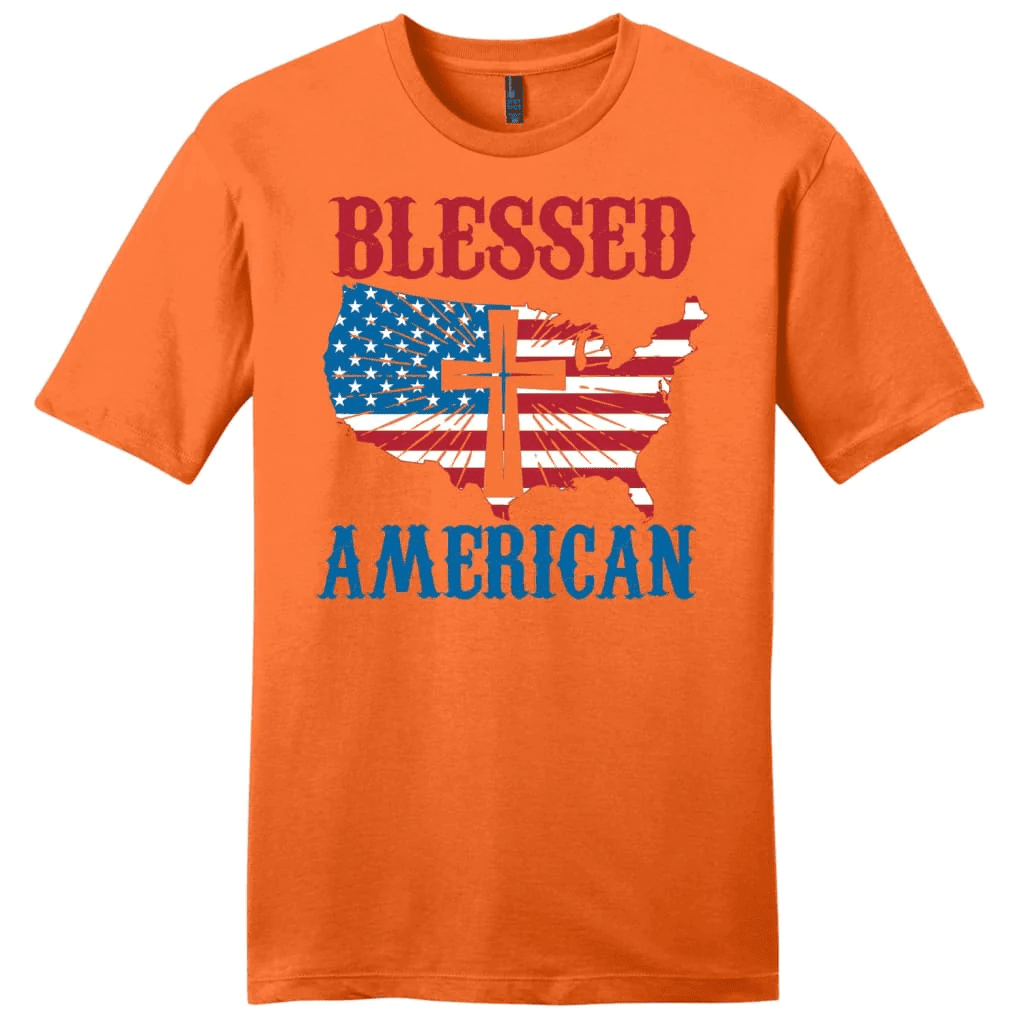 Patriotic Christian T-shirts: Blessed American cross men's Christian t-shirt