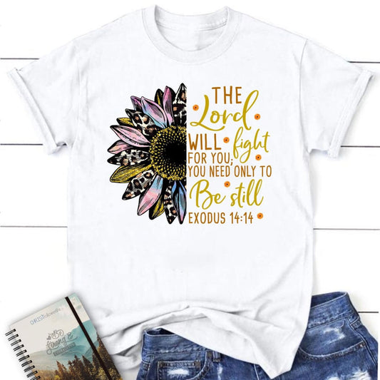 The Lord will fight for you, Half leopard sunflower, Women's t-shirt