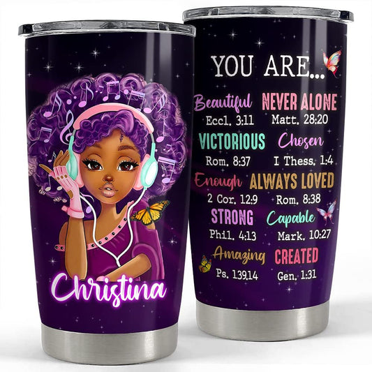 Personalized Black Queen Tumbler Black Girl Faith Afro Girl Women