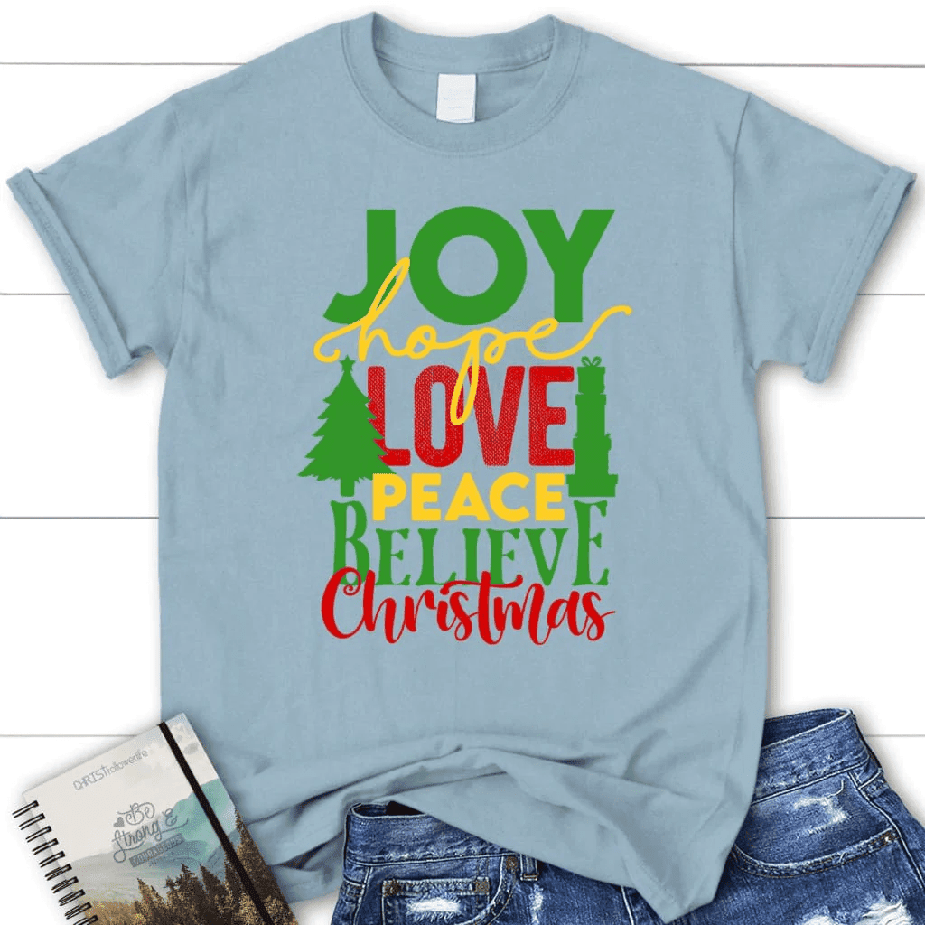 Joy hope love peace believe Christmas Women's t-shirt