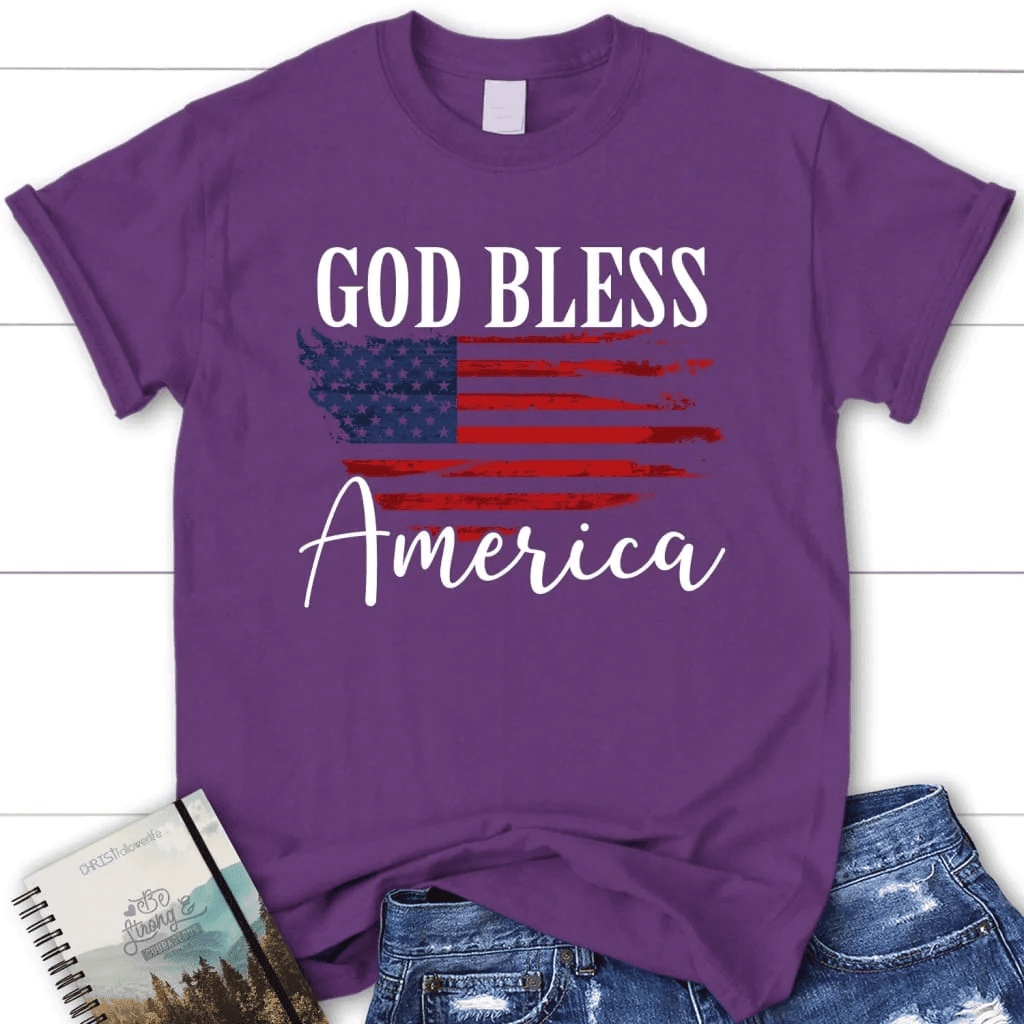 Christian Patriotic shirts: God bless America US flag women's t-shirt