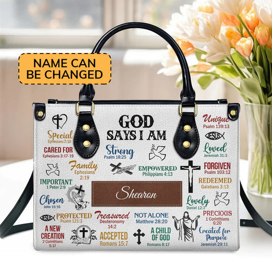 Personalized Leather Handbag With Handle | What God Says About You