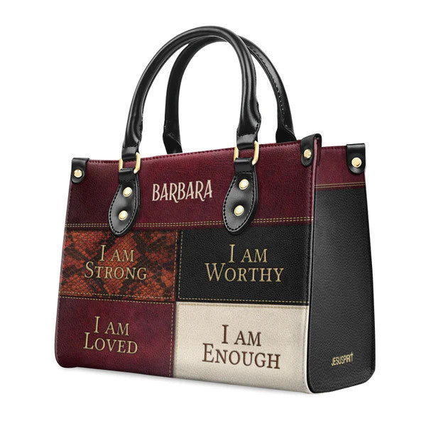 I Am Strong, I Am Worthy - Special Christian Leather Handbag