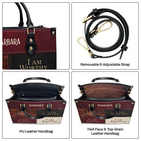 I Am Strong, I Am Worthy - Special Christian Leather Handbag