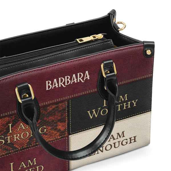 I Am Strong, I Am Worthy - Special Christian Leather Handbag