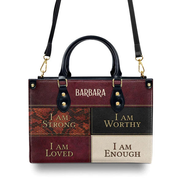 I Am Strong, I Am Worthy - Special Christian Leather Handbag