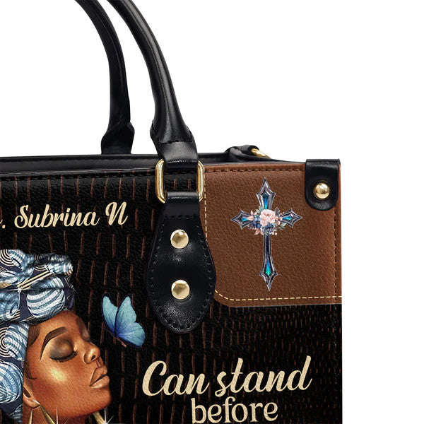 Unique Personalized Leather Handbag - She Who Kneels Before God Can Stand Before Anyone