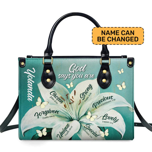 God Says You Are - Personalized Leather Handbag