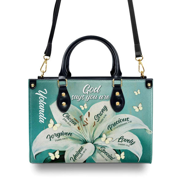 God Says You Are - Personalized Leather Handbag