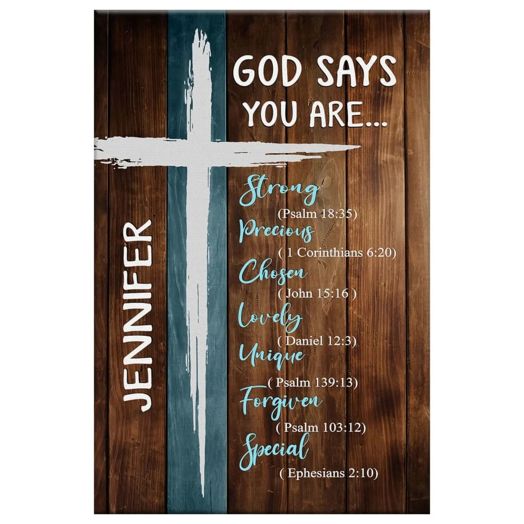 Personalized Christian Wall Art: God Says You Are Canvas Print