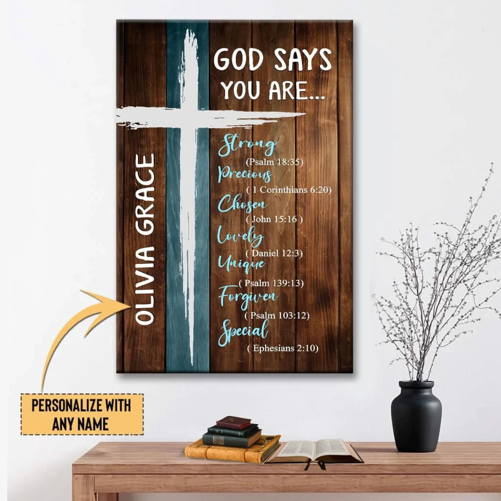 Personalized Christian Wall Art: God Says You Are Canvas Print