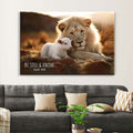 Lion and lamb, Be still and know Psalm 46:10, Wall Art Canvas Print