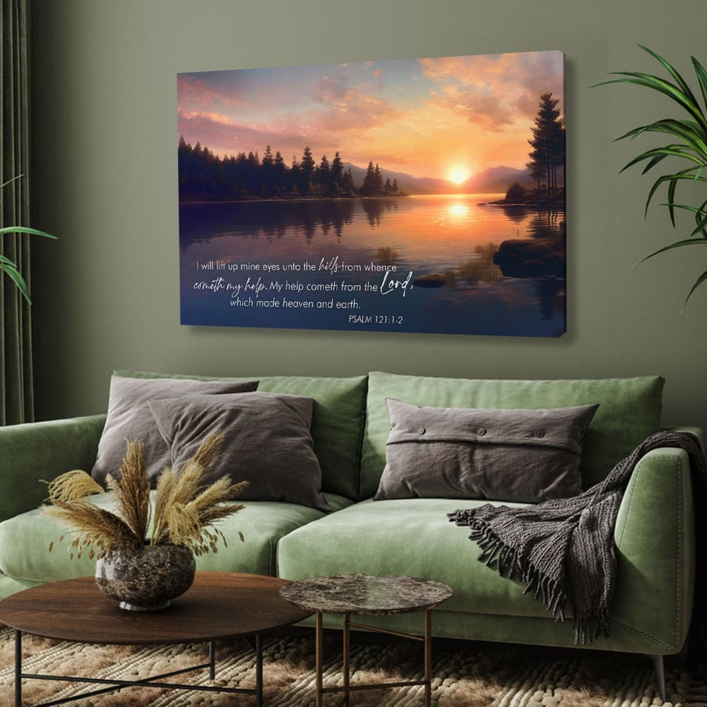 Psalm 121:1-2 My Help Cometh From The Lord Wall Art Canvas