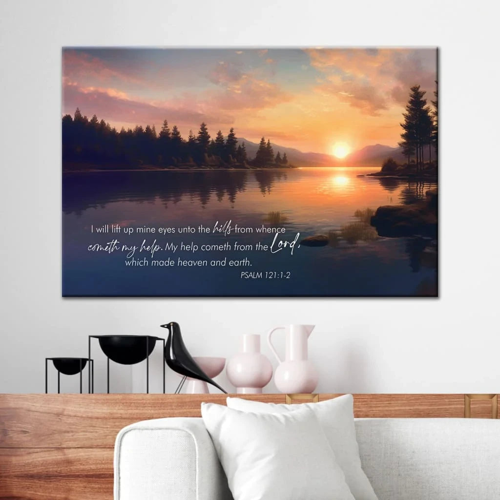 Psalm 121:1-2 My Help Cometh From The Lord Wall Art Canvas