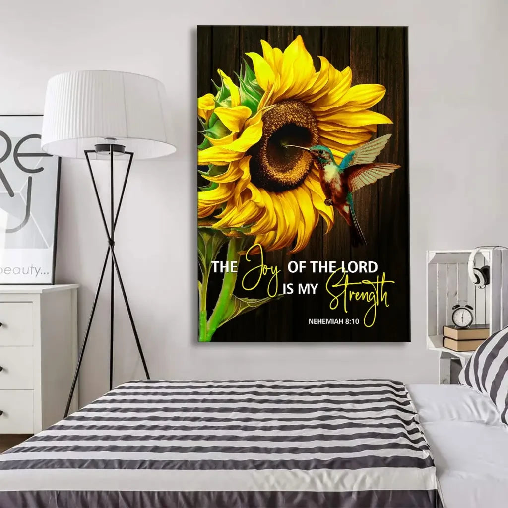 The Joy Of The Lord Is My Strength, Sunflower Hummingbird, Wall Art Canvas