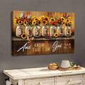 Be Still and Know That I Am God Psalm 46:10, Mason Jar Flowers, Wall Art Canvas