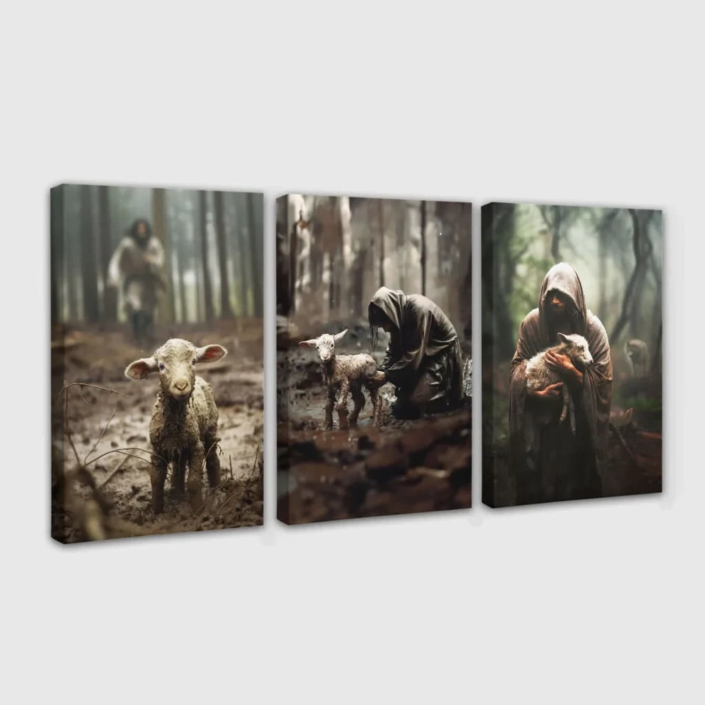 He Ran, He Rescued, He Carried, 3 Panel Canvas Wall Art