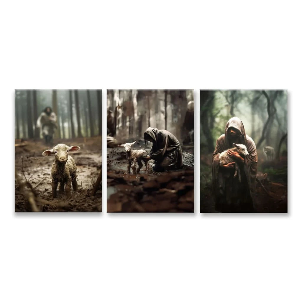 He Ran, He Rescued, He Carried, 3 Panel Canvas Wall Art