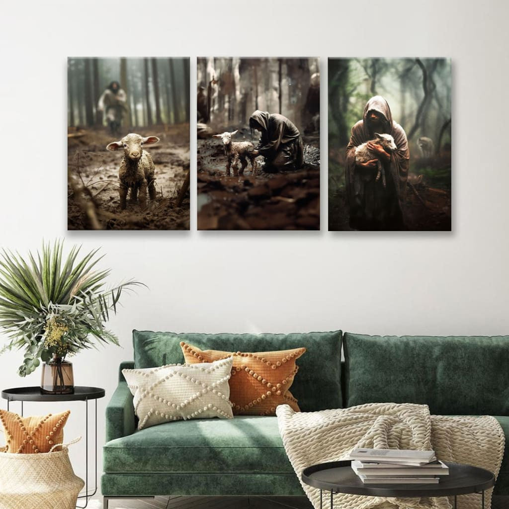 He Ran, He Rescued, He Carried, 3 Panel Canvas Wall Art