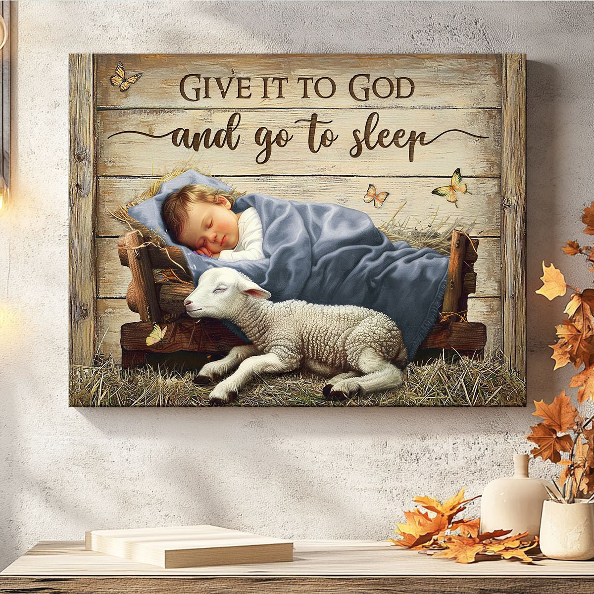 Sentimental Christian Wall Art Nativity Scene Canvas Print