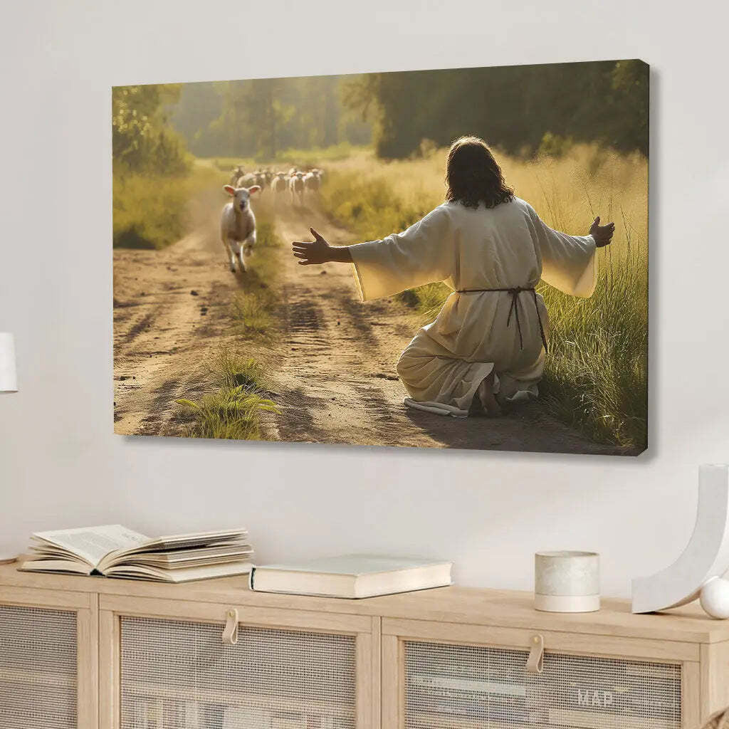 Lamb Runs to Jesus Wall Art Canvas