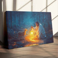 Jesus Rescues Lamb at Night Wall Art Canvas