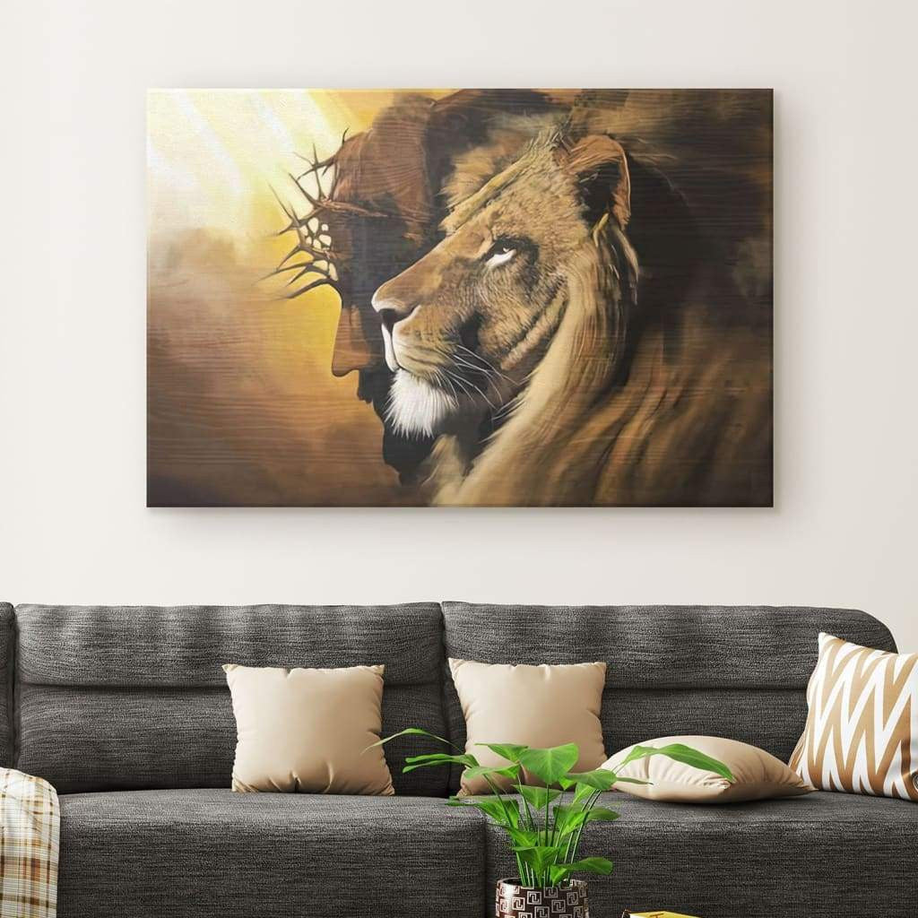 The Lion of Judah Jesus Christ Wall Art Canvas, Lion and Jesus Picture
