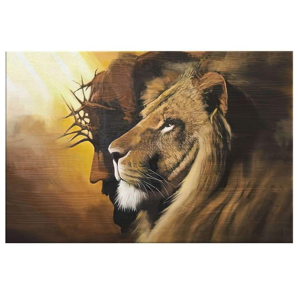 The Lion of Judah Jesus Christ Wall Art Canvas, Lion and Jesus Picture