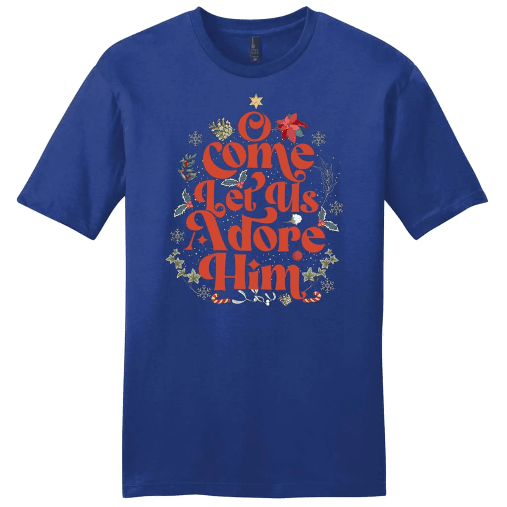O come let us adore him Christmas leaf Men's t-shirt