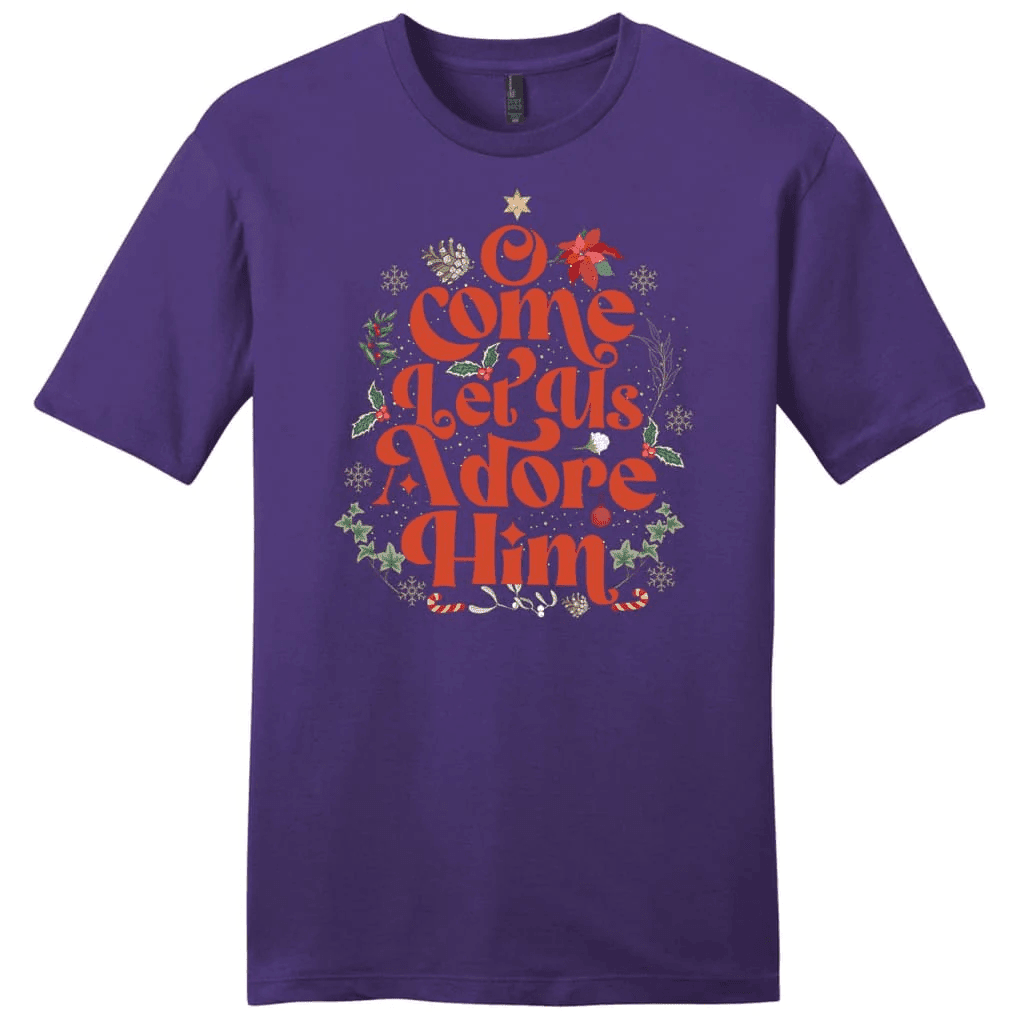 O come let us adore him Christmas leaf Men's t-shirt