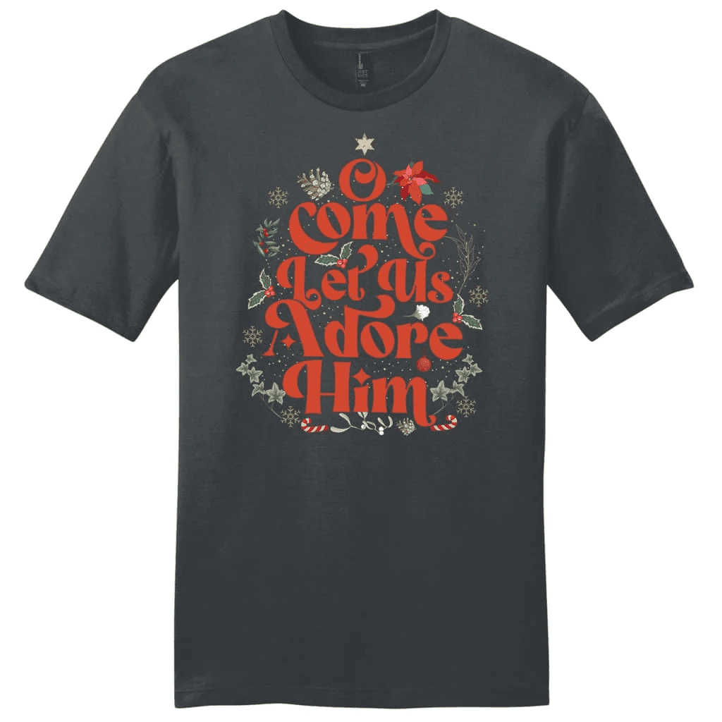 O come let us adore him Christmas leaf Men's t-shirt