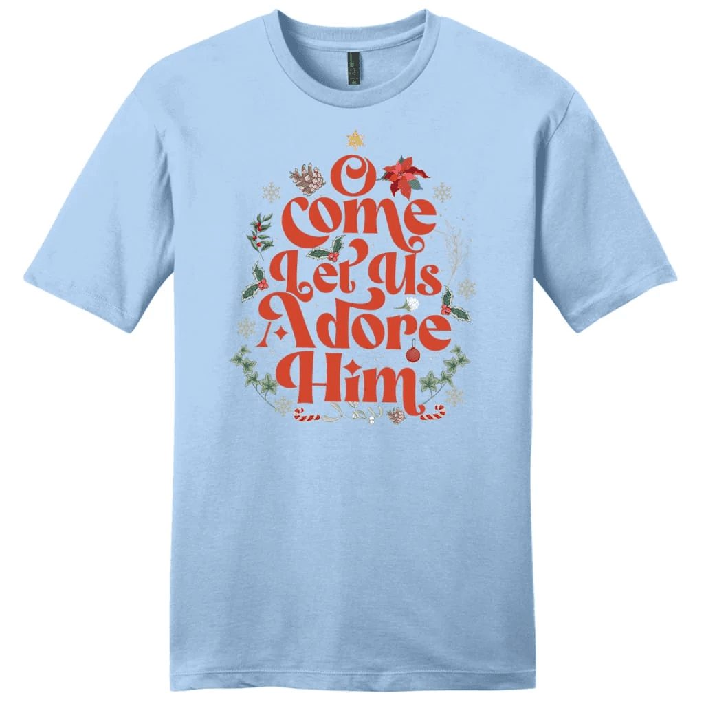 O come let us adore him Christmas leaf Men's t-shirt
