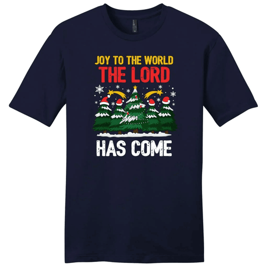 Joy to the world the Lord has come Christmas tree Men's t-shirt