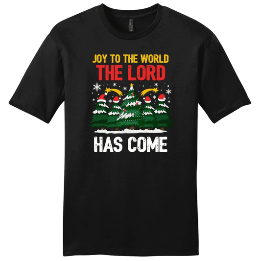 Joy to the world the Lord has come Christmas tree Men's t-shirt
