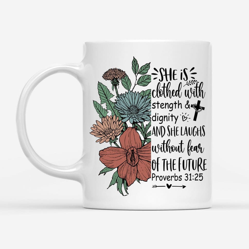 Cross with crown of thorns, Faith over fear coffee mug