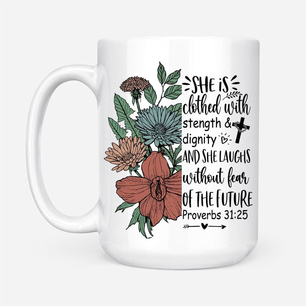 Cross with crown of thorns, Faith over fear coffee mug