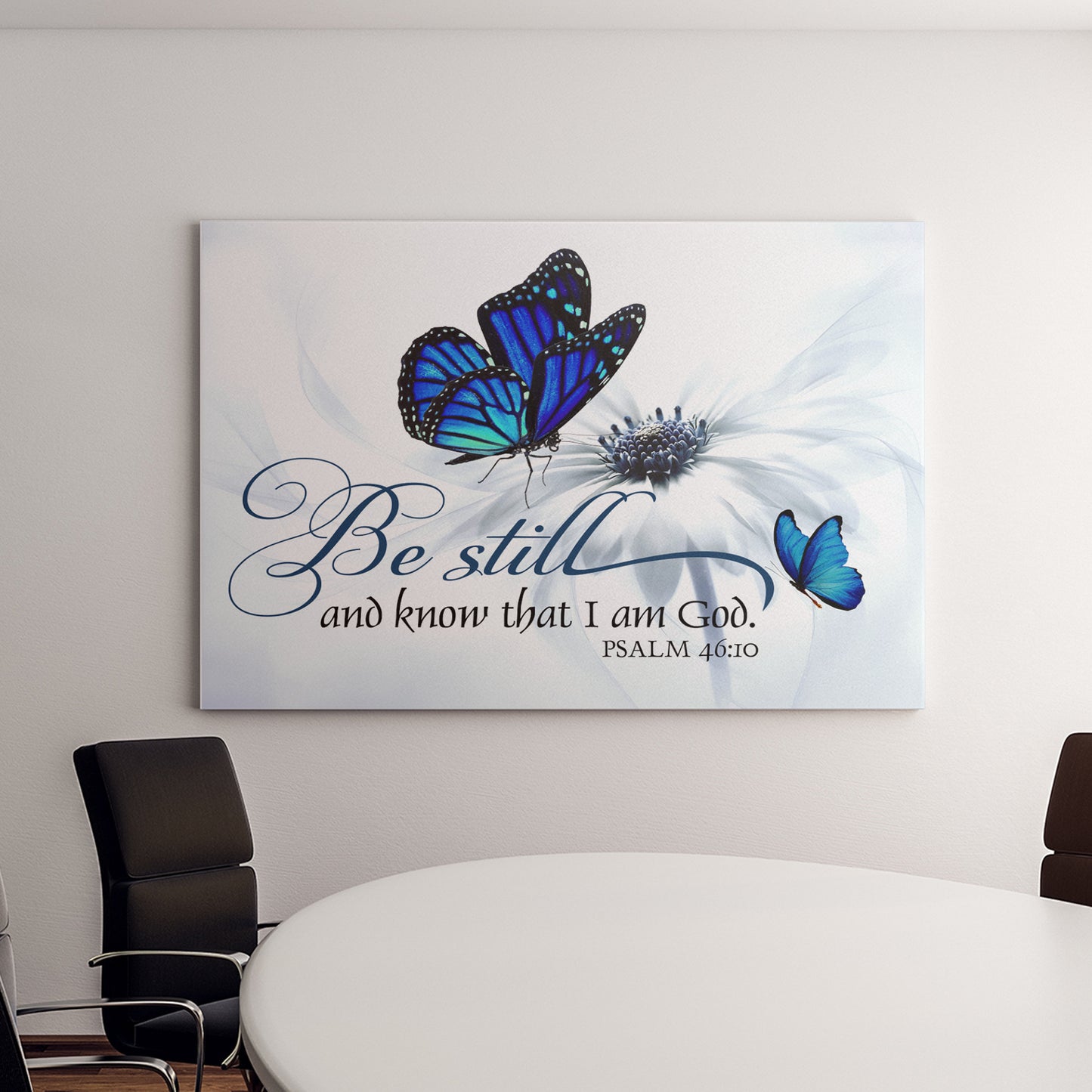 Butterfly flower Be still and know that I am God Psalm 46:10 wall art canvas