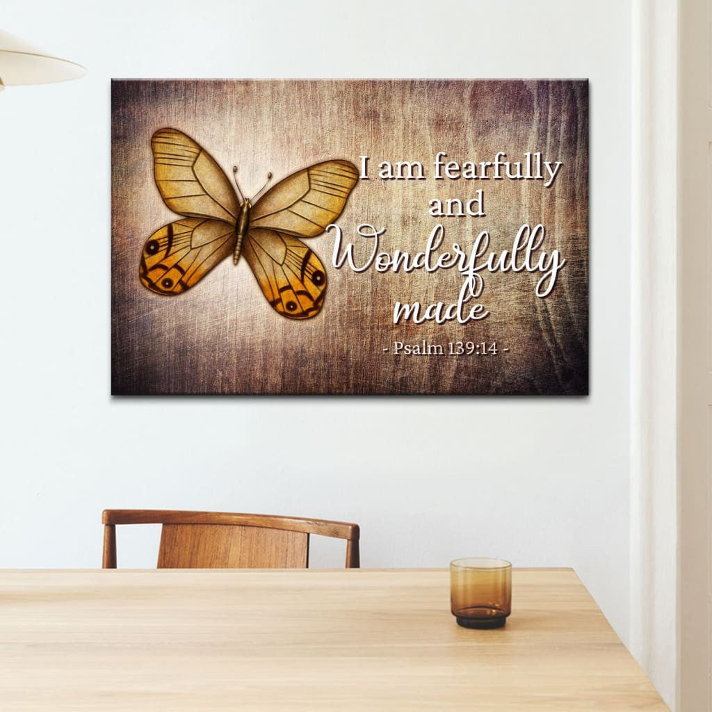 Psalm 139:14 I am fearfully and wonderfully made Butterfly wall art canvas