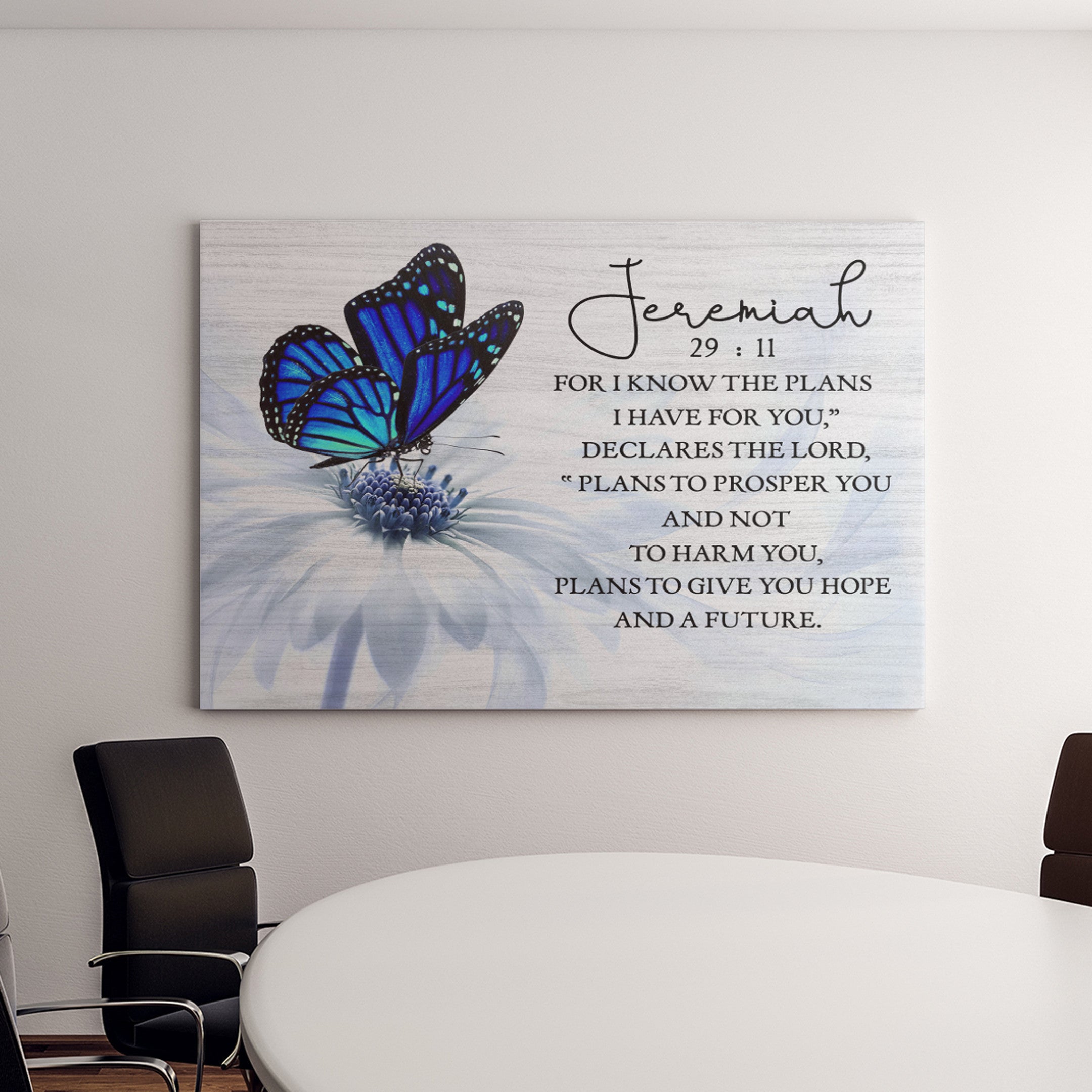 For I know the plans I have for you Jeremiah 29:11 Butterfly wall art canvas
