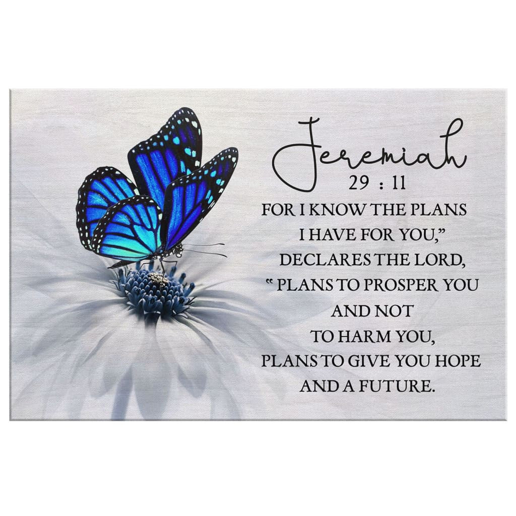 For I know the plans I have for you Jeremiah 29:11 Butterfly wall art canvas