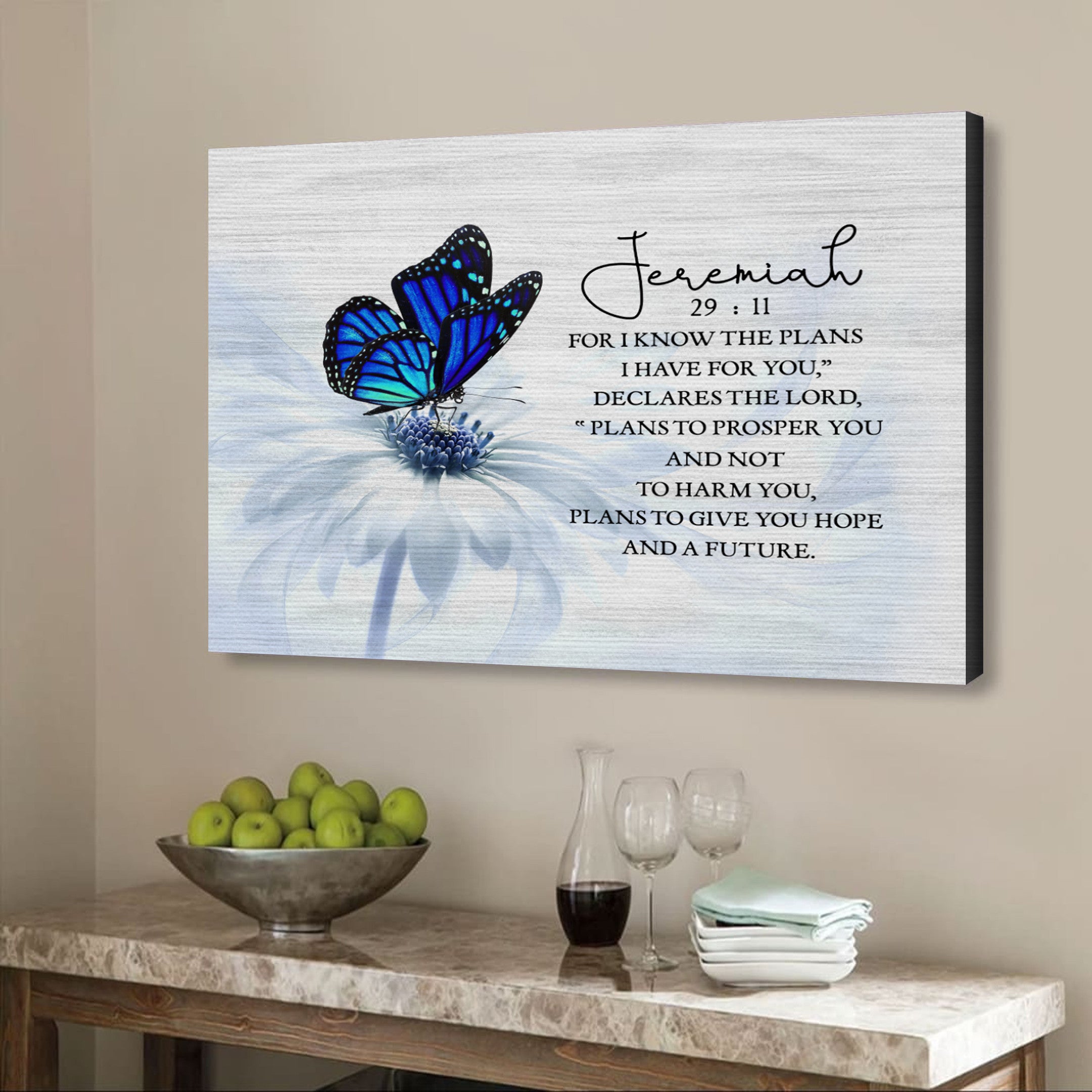 For I know the plans I have for you Jeremiah 29:11 Butterfly wall art canvas