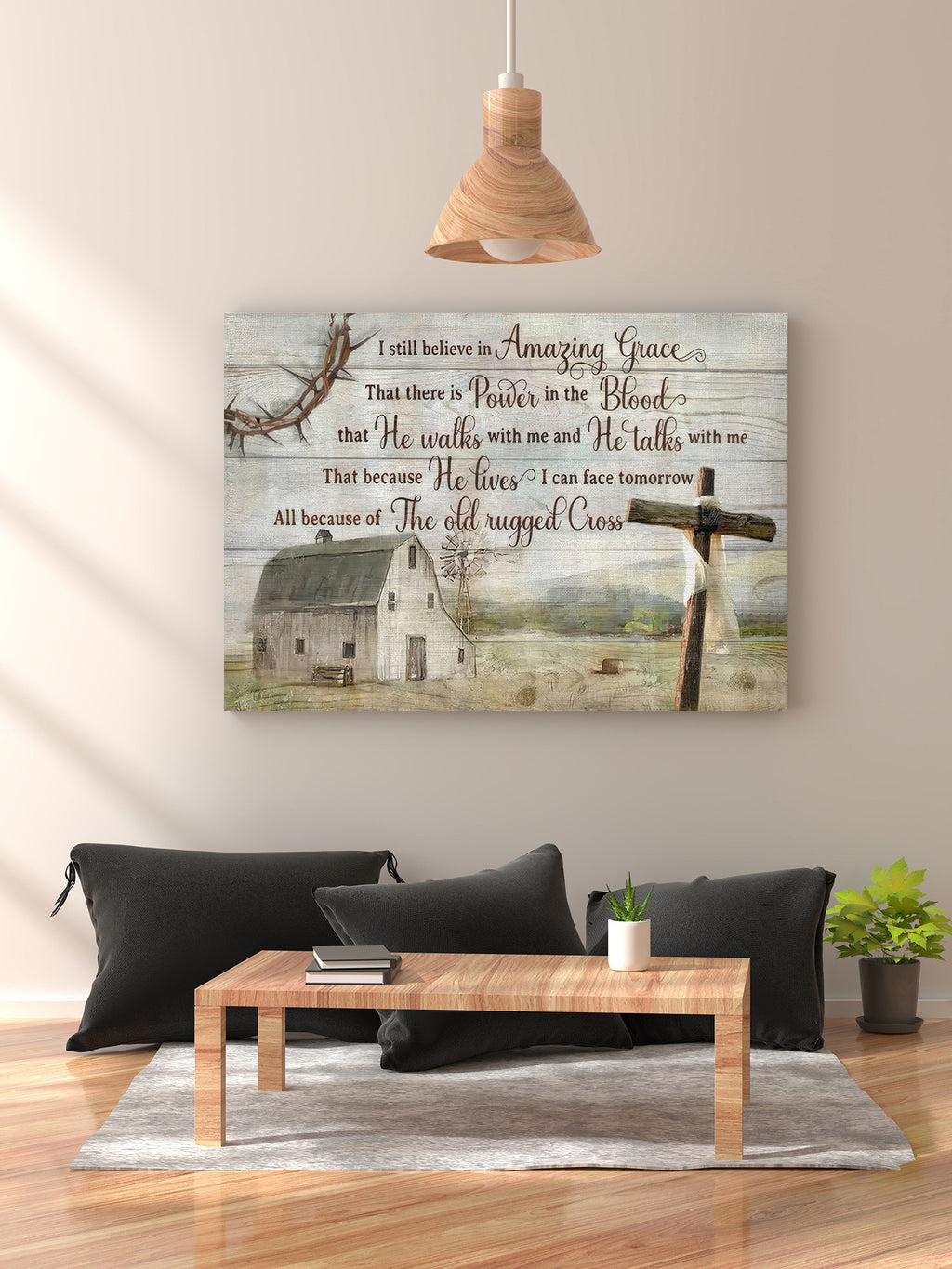 Rustic farmhouse I still believe in amazing grace Christian wall art canvas