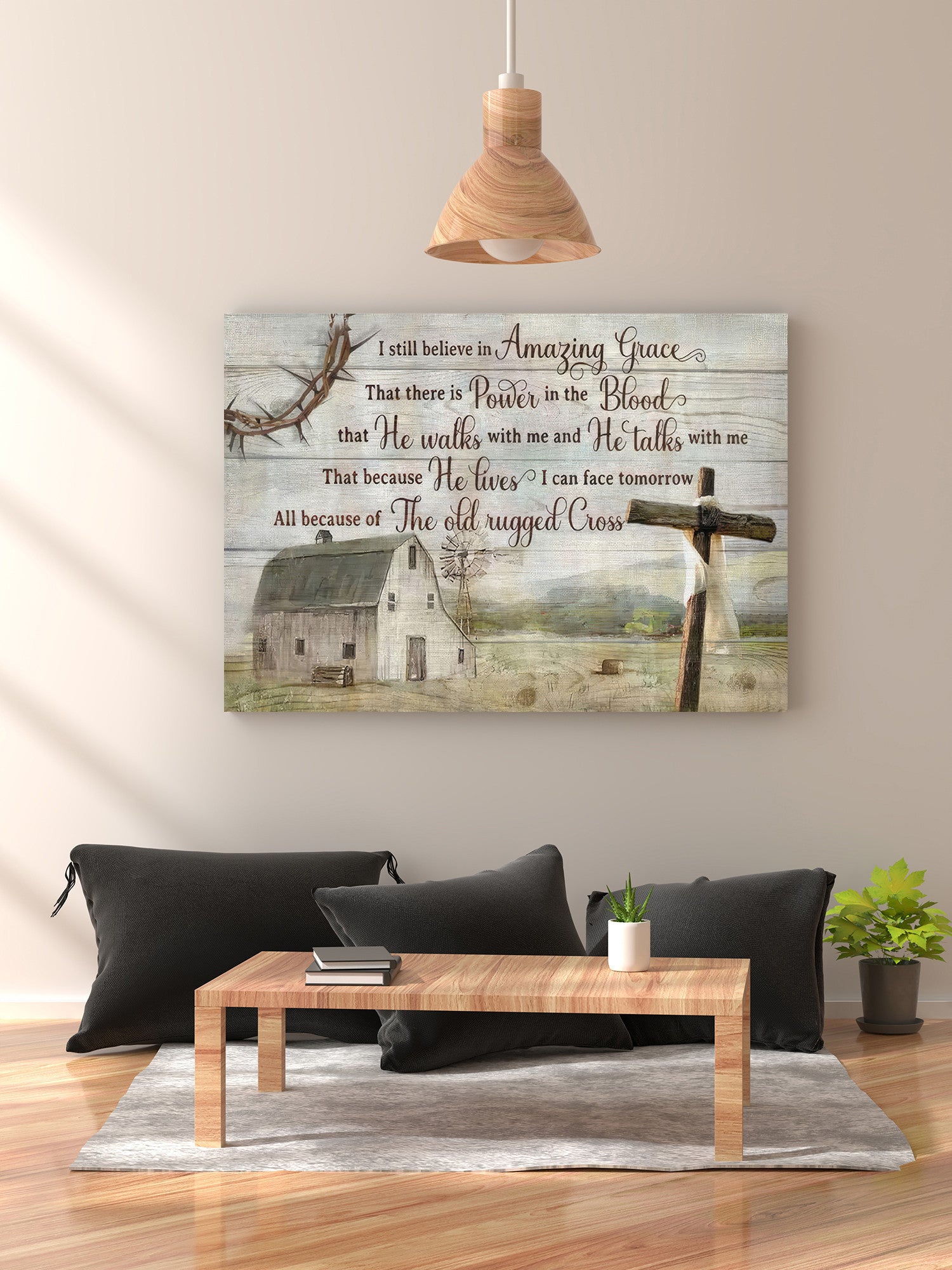 Rustic farmhouse I still believe in amazing grace Christian wall art canvas