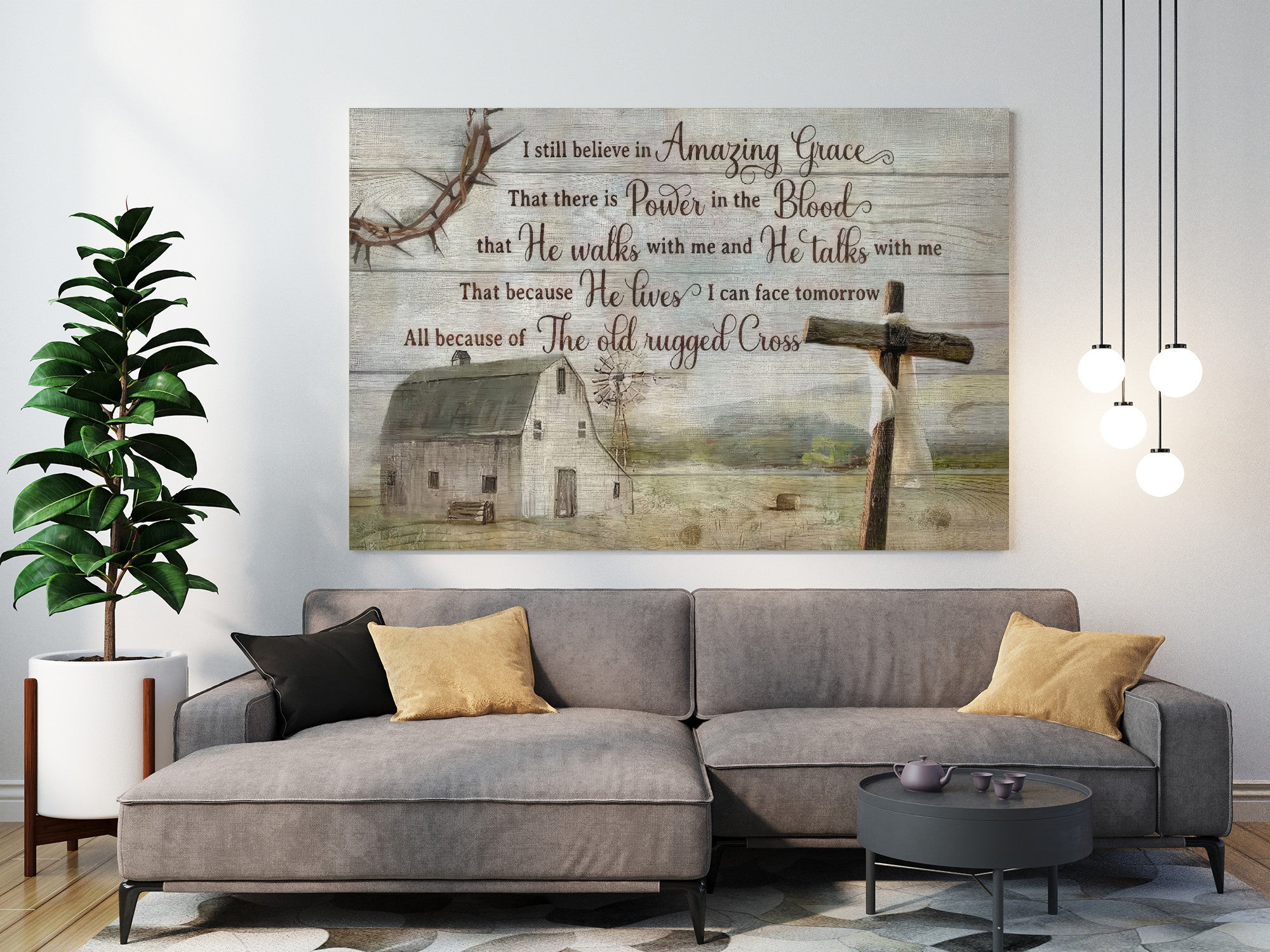 Rustic farmhouse I still believe in amazing grace Christian wall art canvas