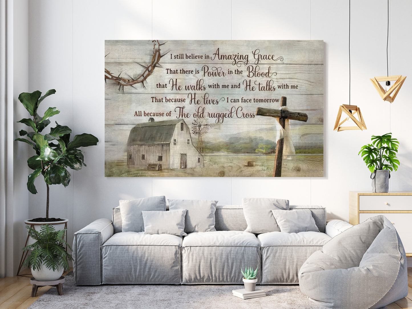 Rustic farmhouse I still believe in amazing grace Christian wall art canvas