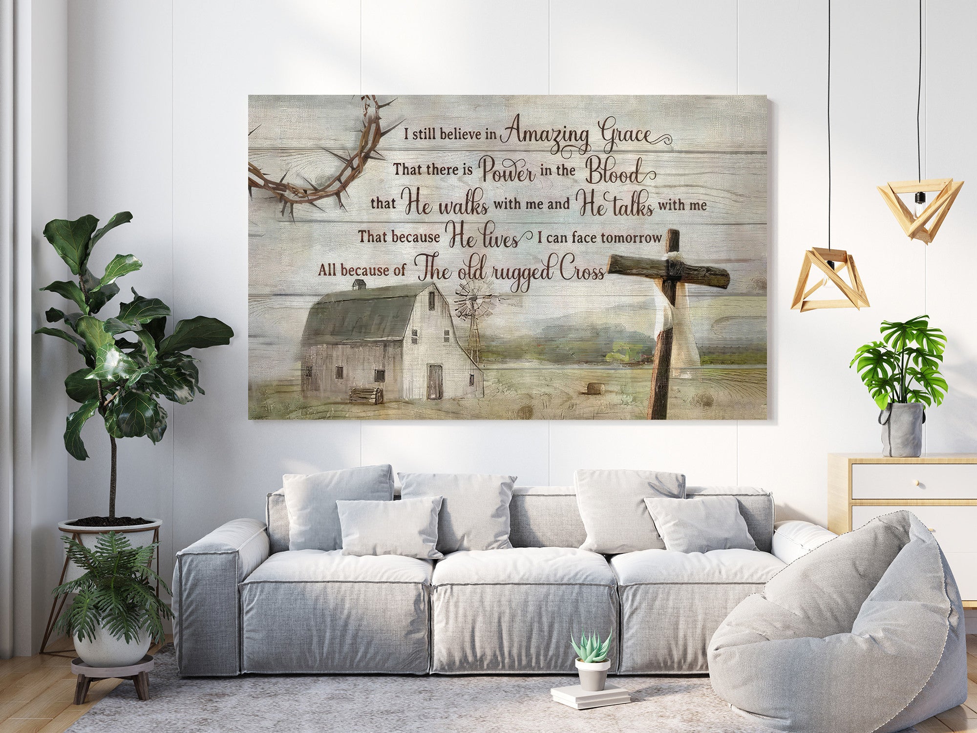 Rustic farmhouse I still believe in amazing grace Christian wall art canvas